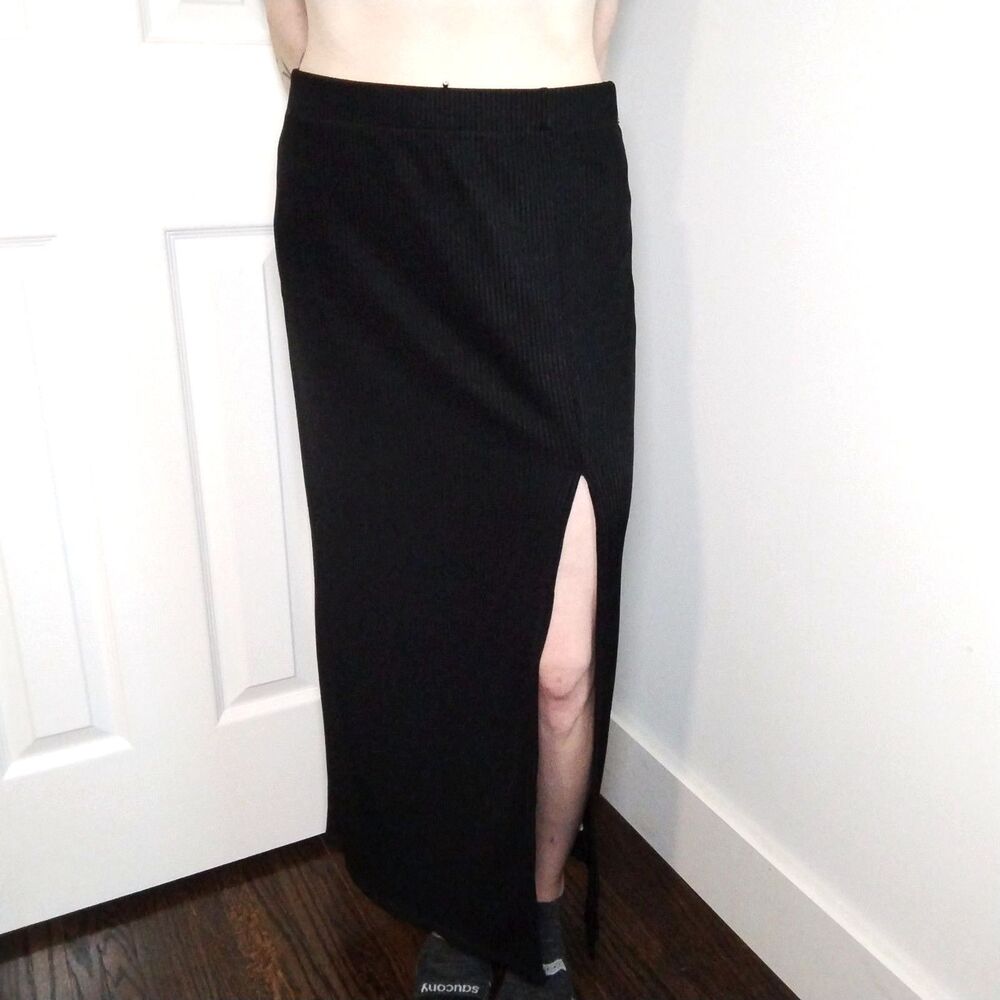 Free People Ribbed Maxi Skirt Size Small Black